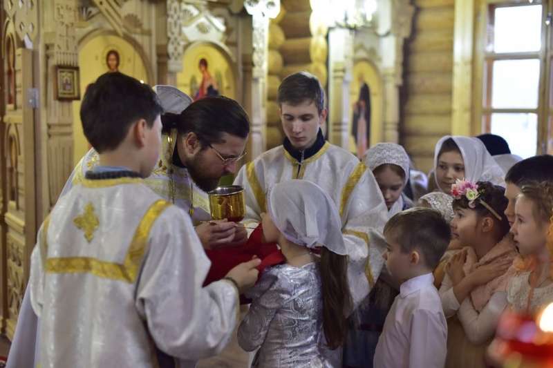 В храме Всех святых, в земле Русской просиявших, г. Каменска-Шахтинский прошла Литургия, в которой почти все послушания были распределены между воспитанниками воскресной школы