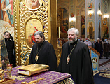 Высокопреосвященнейший митрополит Меркурий, Преосвященнейший епископ Антоний и Преосвященнейший епископ Симон совершили Божественную литургию в соборе Рождества Христова города Волгодонска