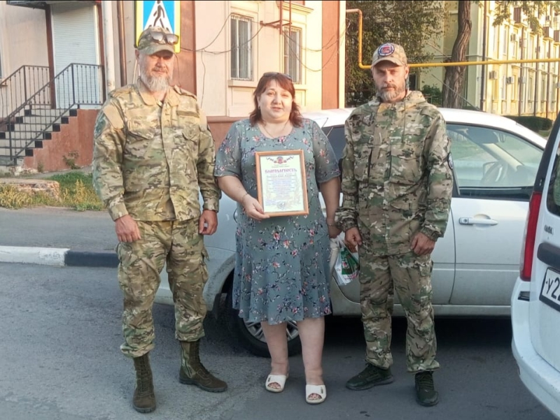 Прихожанка Пантелеимоновского храма поселка Майский удостоена благодарности за оказанную гуманитарную помощь бойцам 