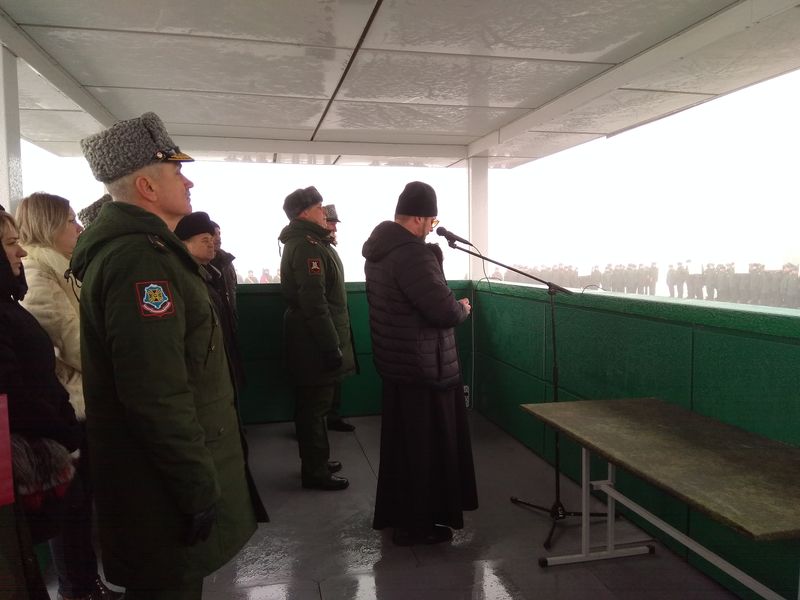 Иерей Евгений Поцелуев напутствовал военных 150-й мотострелковуй дивизии на начало зимнего периода обучения