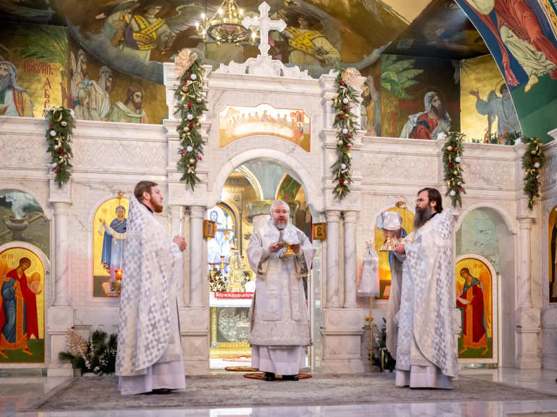 В праздник Собора Пресвятой Богородицы епископ Симон совершил Литургию в Покровском кафедральном соборе города Шахты