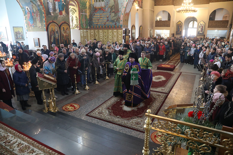 В праздник Входа Господня в Иерусалим в Покровском кафедральном соборе г. Шахты состоялось праздничное богослужение, которое совершил епископ Шахтинский и Миллеровский Симон