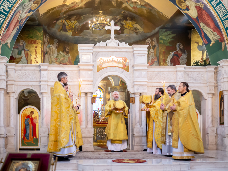 В день рождения Святейшего Патриарха Московского и всея Руси Кирилла епископ Симон совершил Литургию в Покровском кафедральном соборе города Шахты