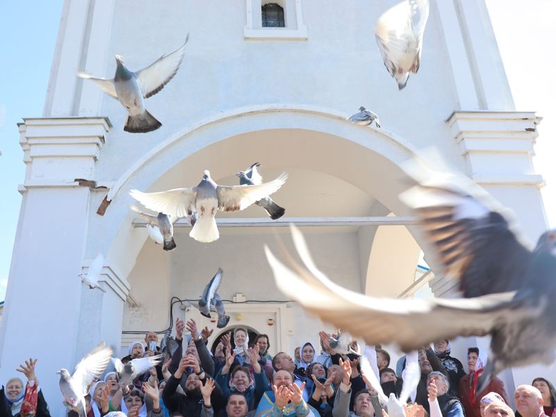 Голуби снова над храмом в честь Донской иконы Божией Матери
