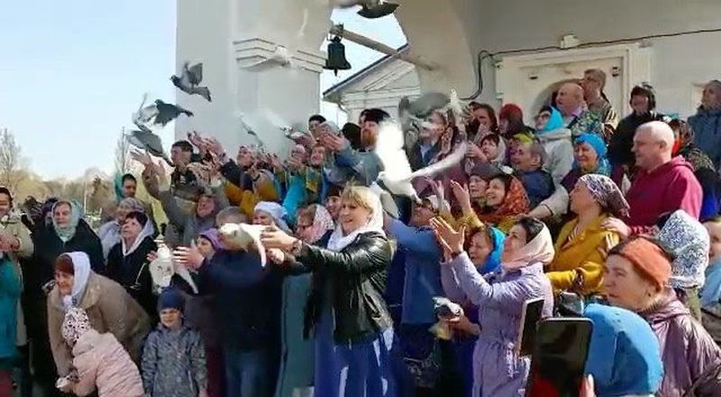 Голуби над храмом в честь Донской иконы Божией Матери
