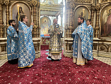 В праздник Успения Пресвятой Богородицы епископ Симон совершил Божественную литургию в храме Донецкого Успенского архиерейского подворья станицы Гундоровской