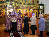 В субботу второй седмицы Великого поста Преосвященнейший епископ Симон совершил Божественную литургию в храме великомученика Пантелеимона поселка Майский