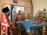 Соборным богослужением отметили день памяти святой равноапостольной первомученицы Феклы Иконийской в храме Донской иконы Божией Матери слободы Шарпаевка
