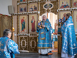 Литургия в Покровском кафедральном соборе города Шахты в праздник образа Божией Матери «Спорительница хлебов»