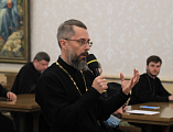 Протоиерей Роман Амплеев и иерей Даниил Зырянов приняли участие во встрече с председателем Синодального отдела по взаимоотношениям Церкви с обществом и СМИ В.Р. Легойдой