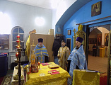 Накануне престольного праздника в храме Сретения Господня ст. Базковской состоялось соборное богослужение
