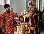 В день памяти святого мученика Трифона Преосвященнейший епископ Симон совершил Божественную литургию и молебен с освящением воды в кафедральном храме Шахтинской епархии