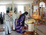 Епископ Шахтинский и Миллеровский Симон совершил Божественную литургию в храме блаженной Матроны Московской г. Донецка