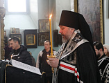 Во вторник первой седмицы Великого поста епископ Симон совершил чтение Великого канона преподобного Андрея Критского в Донецком Успенском архиерейском подворье ст. Гундоровской