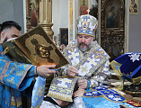 В праздник Успения Пресвятой Богородицы епископ Симон совершил Божественную литургию и иерейскую хиротонию в храме Донецкого Успенского архиерейского подворья ст. Гундоровской