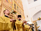 Преосвященнейший епископ Симон сослужил Святейшему Патриарху Кириллу за вечерним богослужением в Иверском монастыре Ростова-на-Дону