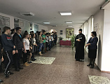 Духовную беседу и молебен в Казачьем Кадетском Техникуме г. Миллерово провел иеромонах Димитрий (Яроцкий)