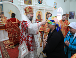 Продолжая пасхальные торжества, Преосвященнейший епископ Симон совершил Божественную литургию в храме вмч. Георгия Победоносца пос. Новозарянский