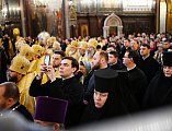 В одиннадцатую годовщину интронизации Святейшего Патриарха Кирилла Преосвященнейший епископ Симон сослужил Предстоятелю Русской Церкви в Храме Христа Спасителя