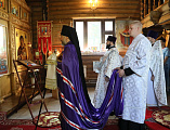 В праздник Преображения Господа Бога и Спаса нашего Иисуса Христа Преосвященнейший епископ Симон совершил Божественную литургию и диаконскую хиротонию в Одигитриевском храме пос. Таловый