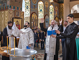 Преосвященнейший епископ Симон совершил таинство Крещения над новорожденным младенцем старшего диакона Покровского кафедрального собора г. Шахты