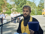 Протоиерей Сергий Яценко и иерей Евгений Поцелуев поздравили с началом учебного года учащихся Шахтинского казачьего кадетского корпуса им. Якова Бакланова