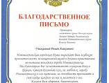Протоиерея Романа Амплеева наградили Благодарственным письмом Новошахтинской городской Думы