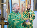 Преосвященнейший епископ Симон с архипастырским визитом посетил Нижнедонское благочиние и совершил Божественную литургию в храме Покрова Пресвятой Богородицы ст. Кривянской
