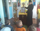 В храме Покрова Пресвятой Богородицы станицы Каргинской состоялась встреча иерея Александра Левчика с воспитанниками детского сада «Казачок»