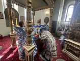 В праздник Успения Пресвятой Богородицы епископ Симон совершил Божественную литургию в храме Донецкого Успенского архиерейского подворья станицы Гундоровской