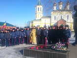 Иерей Иоанн Трофимов принял участие в митинге, посвященном 74-й годовщине освобождения поселка Аютинский от немецко-фашистских захватчиков