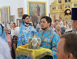 В престольный праздник и 190-летие храма Преосвященнейший епископ Симон совершил Литургию в Успенском храме ст. Калитвенской