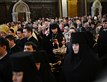 В одиннадцатую годовщину интронизации Святейшего Патриарха Кирилла Преосвященнейший епископ Симон сослужил Предстоятелю Русской Церкви в Храме Христа Спасителя