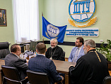 Епископ Шахтинский и Миллеровский Симон и ректор ДГТУ Бесарион Чохоевич Месхи провели рабочую встречу