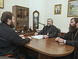 Преосвященнейший епископ Симон обсудил строительство храма на Донской земле с председателем Финансового-хозяйственного управления Русской Православной Церкви митрополитом Вологодским и Кирилловским Игнатием 