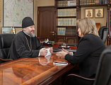 В Епархиальном управлении состоялась рабочая встреча епископа Шахтинского и Миллеровского Симона и главы Администрации Октябрьского района Л.В. Овчиевой