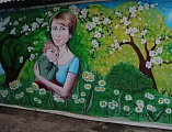 На территории храма Архистратига Михаила пос. Каменоломни воплощен стрит-арт проект «Доктор Лиза» в рамках Всероссийского фестиваля граффити