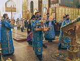 Накануне праздника Введения во Храм Пресвятой Богородицы Преосвященнейший епископ Симон совершил всенощное бдение в Покровском кафедральном соборе г. Шахты