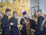 Успенский храм станицы Калитвенской посетили преподаватели и кадеты Шахтинского казачьего кадетского корпуса им. Я.П. Бакланова во главе с атаманом директором корпуса В.А. Бобыльченко