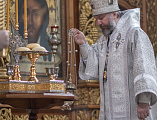 В Великую субботу епископ Симон совершил вечерню с чтением 15 паримий и Божественную литургию святителя Василия Великого в Покровском кафедральном соборе