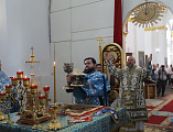 В престольный праздник и 190-летие храма Преосвященнейший епископ Симон совершил Литургию в Успенском храме ст. Калитвенской