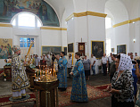 В престольный праздник и 190-летие храма Преосвященнейший епископ Симон совершил Литургию в Успенском храме ст. Калитвенской