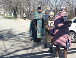 В храме иконы Божией Матери Одигитрия пос. Таловый в праздник Благовещения Пресвятой богородицы состоялось торжественное богослужение и крестный ход