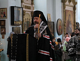 Во вторник первой седмицы Великого поста Преосвященнейший епископ Симон совершил великое повечерие с чтением покаянного канона прп. Андрея Критского в храме Донецкого Успенского архиерейского подворья