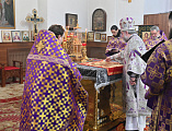 Божественная литургия в Неделю 4-ю Великого поста, преподобного Иоанна Лествичника, в храме Успения Пресвятой Богородицы станицы Калитвенской