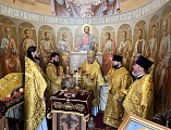 Епископ Симон совершил Божественную литургию в храме святых мучениц Веры, Надежды, Любови и матери их Софии в станице Багаевской и освящение монумента преподобного Серафима Саровского