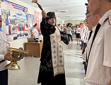 Иеромонах Димитрий (Яроцкий) благословил воспитанников Кадетского Казачьего Техникума на начало учебного года