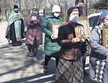В храме иконы Божией Матери Одигитрия пос. Таловый в праздник Благовещения Пресвятой богородицы состоялось торжественное богослужение и крестный ход