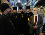 Епископ Симон встретился с православным богословом и общественным деятелем Александром Леонидовичем Дворкиным, прибывшим с просветительской программой в Шахтинскую епархию