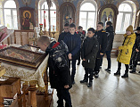 Встреча священника с учениками казачьей школы в станичном храме
